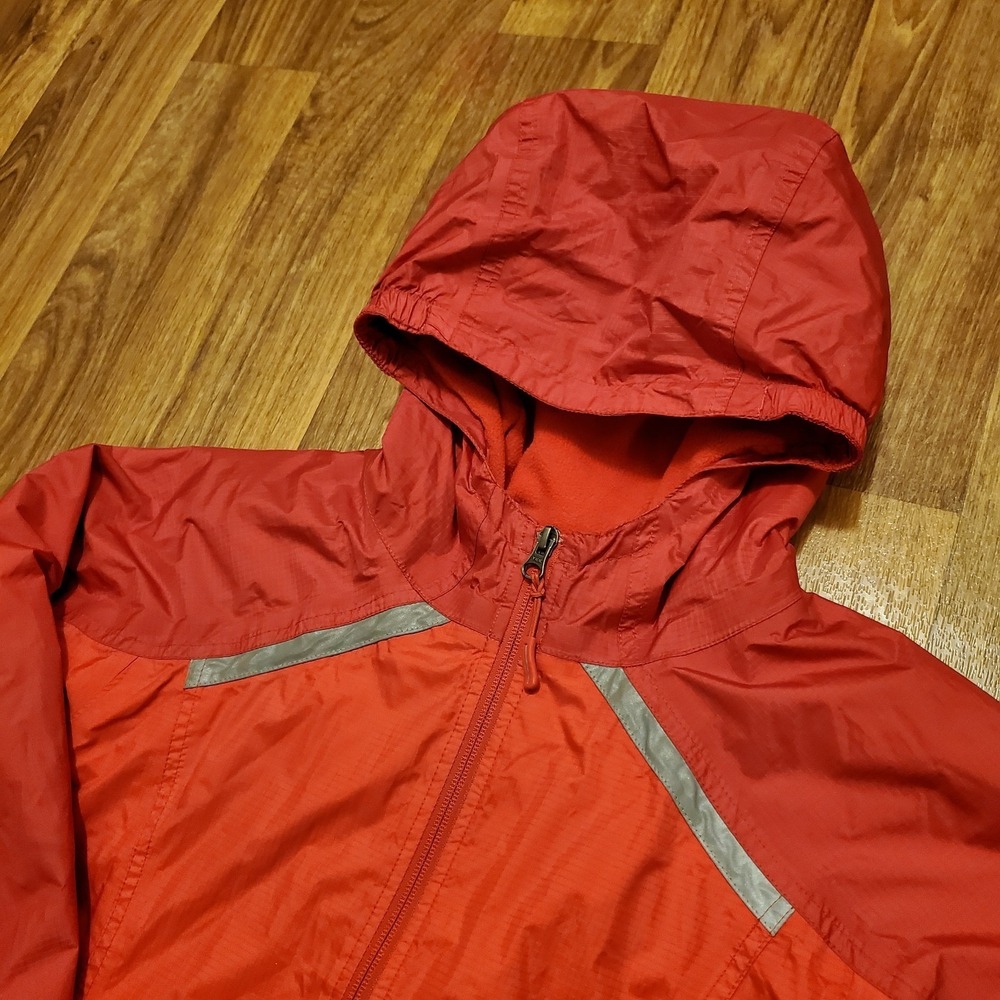 LL Bean Rain Jacket Girls Large 14/16 Women XS Red Zip TEK‎ Reflective Hiking